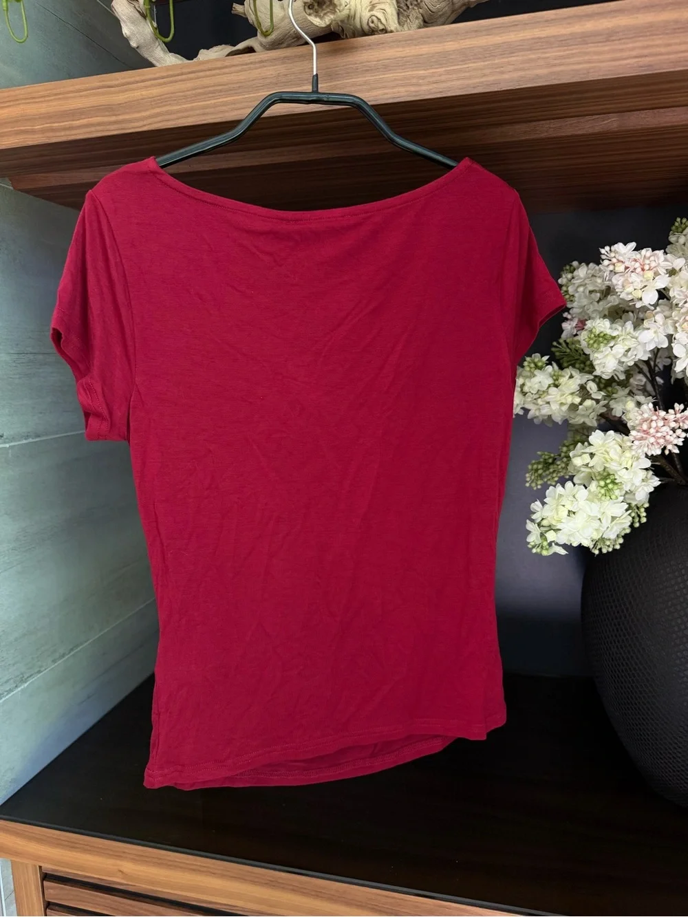 Edikted Red Short Sleeve Cropped Square Neck Top